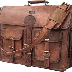 Cuero DHK 18 Inch Vintage Handmade Leather Travel Messenger Office Crossbody Bag